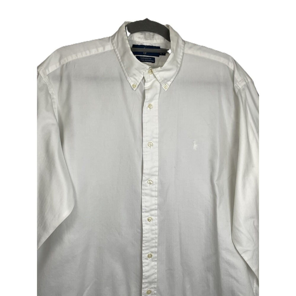 Vintage Ralph Lauren Yarmouth Mens 16 32/33 White Herringbone Button Down Shirt - Picture 5 of 16